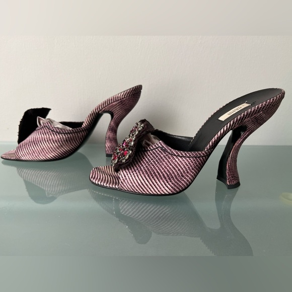 Vintage Prada Embellished Jeweled Night Out Slip On Heels Size 37.5 / US 7.5 - Picture 7 of 9